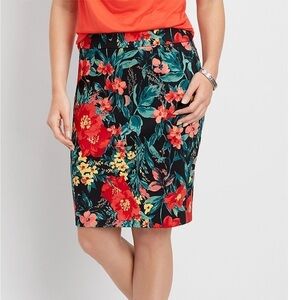 Maurices Winter Floral Pencil Skirt Size S Career Wear Business Casual